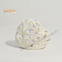 Scatola forma cuore in ceramica artistica con led - Bomboniere Claraluna