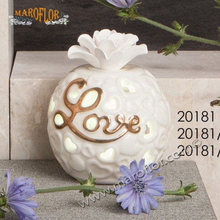 Bomboniera Claraluna 20181 Diffusore Sfera con Fiore Love Cuori Led