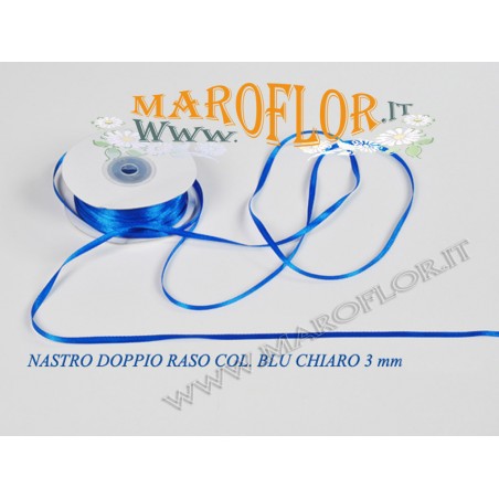 Nastro Doppio Raso Blu Chiaro 3mm x 50 metri