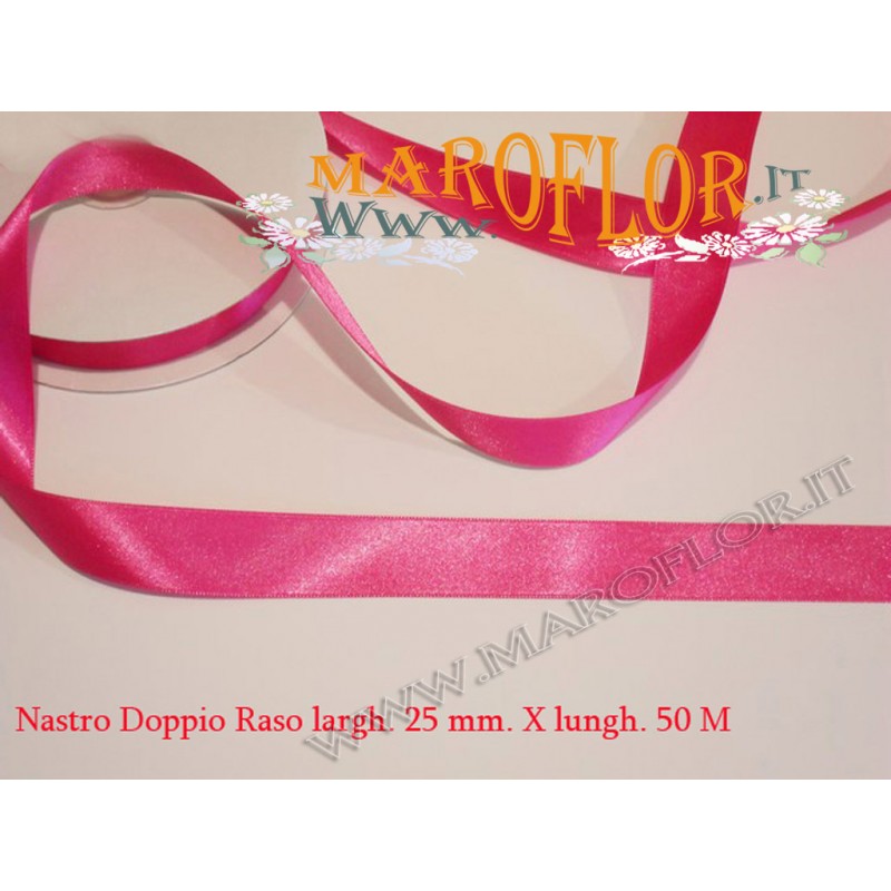 Nastro Doppio Raso Fucsia 25mm x 50 metri